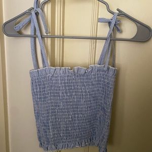 cute blue crop top with tie straps